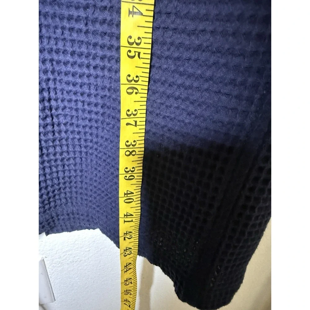 FRETTE UNISEX Waffle Terry Bath Robe Shawl Collar Navy Blue Size S/M (no Tie)